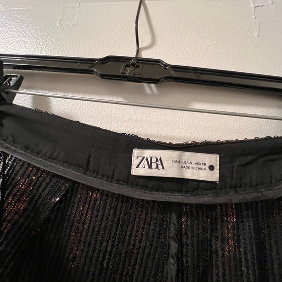 Zara The Abbey Striped Sequin Orange Black Flare Pants - Picture 8 of 8